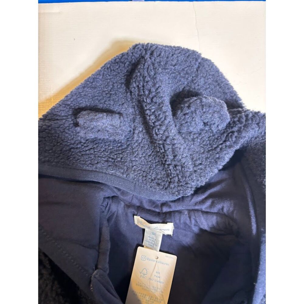 Ralph Lauren Baby Bunting Teddy Fleece Suit NWT 9 Months Bear Ears Warm Preppy - Picture 5 of 5